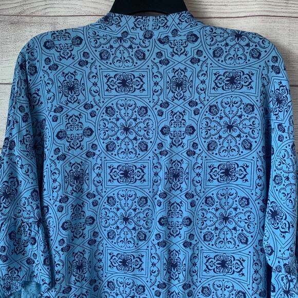 Ruby Ribbon Blue Floral Cardigan or Wrap Top Ruffle Sleeve Size Medium - Picture 6 of 13